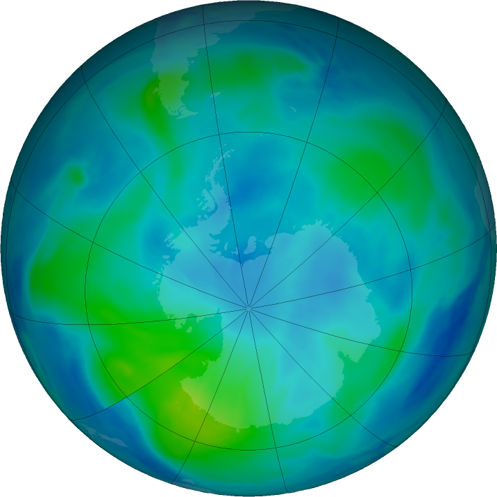 Antarctic ozone map for 08 March 2022